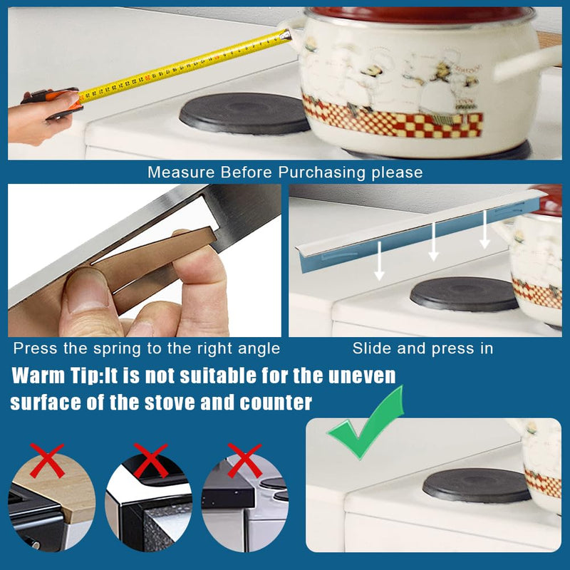 [Australia - AusPower] - Abnaok 2PCS Stainless Steel Stove Gap Covers, Retractable Kitchen Stove Counter Gap Covers, Cooktop Trim Kit, Stove Gap Guards, Oven Gap Filler, Heat Resistant & Effectively Protect Stove Gap Filler 