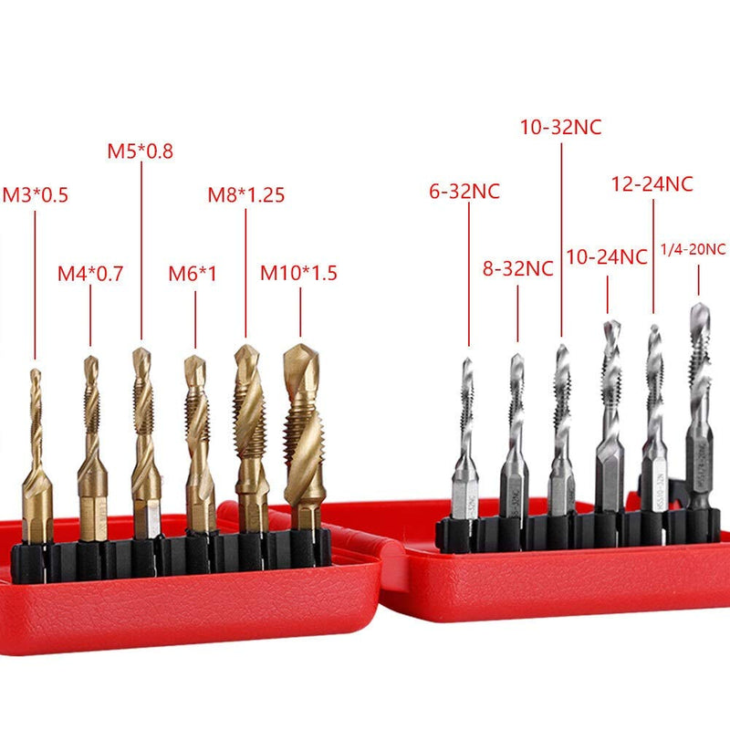 [Australia - AusPower] - Maxmartt Metric Tap,Thread Tap, M3-M10 Hex Shank Titanium Plated HSS Screw Thread Metric Inch Tap Drill Bits 12pcs 