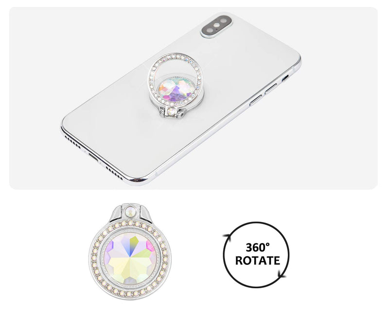 [Australia - AusPower] - lenoup Glitter Bling Bling Phone Ring Holder,Sparkle Phone Ring Artificial Diamond Stand,Rhinestone Cell Phone Finger Ring for Phones,Pad(Silver) Silver 