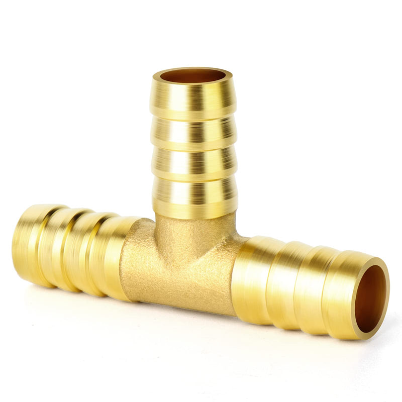 [Australia - AusPower] - GASHER 10 Pieces Brass Hose Barb Tee, 3-Way Tee Hose Fitting (1/4" x 1/4" x 1/4" Hose Barb) 1/4" Barb 