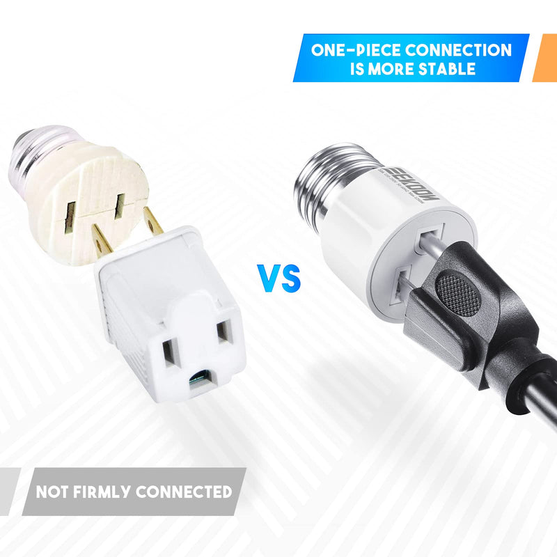 [Australia - AusPower] - E26/ E27 3 Prong Light Bulb Socket Adapter, Polarized Light Socket Outlet, Light Socket to Plug Adapter Socket Converter, Light Bulb Plug Adapter for Patio, Garage, Porch(1 Pack) 1 