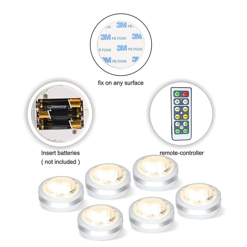 [Australia - AusPower] - Puck Lights with Remote, Battery Operated Under Cabinet Lighting, Wireless Led Tap Light with Remote Control, Locker Light Closet Light, 4000K Natural White (Natural White) 