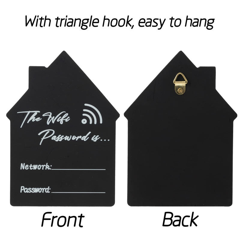 [Australia - AusPower] - 2 Pcs WiFi Password Signs- 2 Styles Wooden Table WiFi Sign Hangable Chalkboard Style Freestanding Signs with 2 Erasable Pens for Guests Home Wall Business Centerpiece Decor (Black, 6X 4" ) 