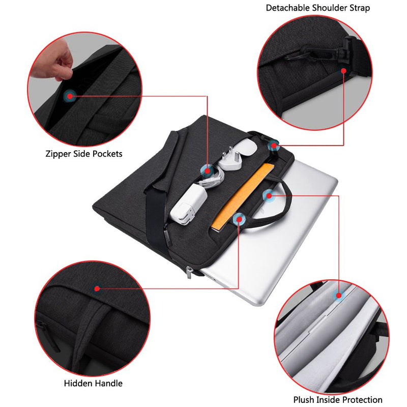 [Australia - AusPower] - Lacdo 13 Inch Laptop Shoulder Bag Sleeve Case for Old 13" MacBook Pro 2012-2015 / Old 13" MacBook Air A1466 A1369 2010-2017 / Asus Zenbook 13, HP Dell Acer Lenovo Chromebook, Surface Book 3 2 1, Black Older MacBook Air Pro & 13 Inches 