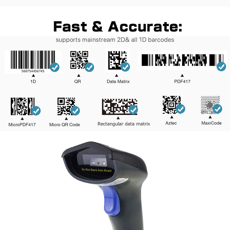 [Australia - AusPower] - NETUM USB Barcode Scanner with Stand Hands Free Wired 1D 2D Bar Code Reader Imager QR Scanner Gun for Mobile Payment Support Mac OS Windows Linux NT-W9S 