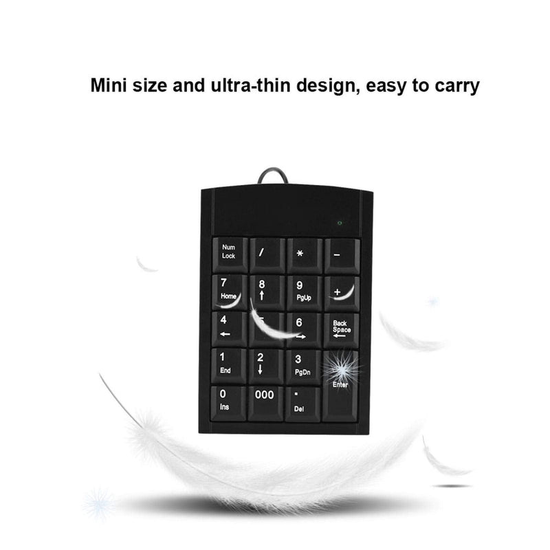 [Australia - AusPower] - Mini Numeric Keypad, Black Portable USB Number Keyboard, Useful Mini Numeric Keypad for Laptop 