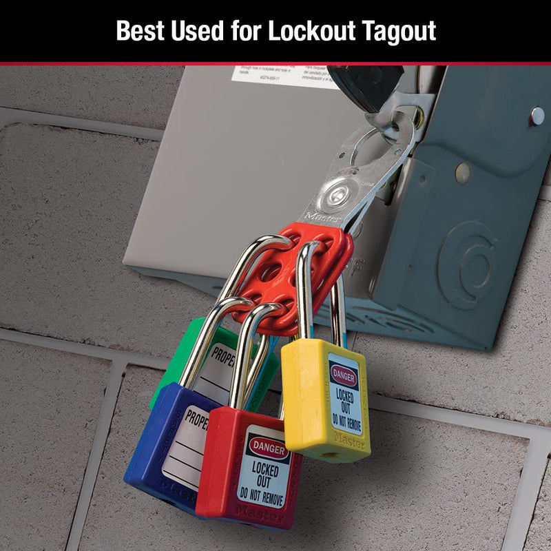 [Australia - AusPower] - Master Lock 420 Lockout Tagout Hasp with Vinyl-Coated Handle, Red 1" Inside Jaw Diameter 