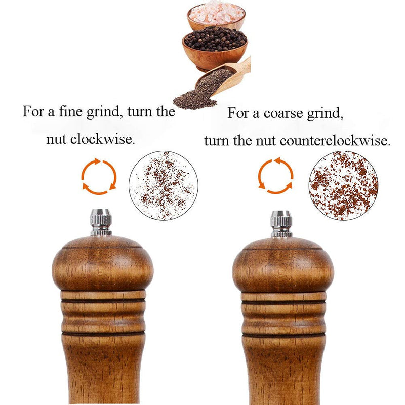 [Australia - AusPower] - Haomacro Pepper Grinder,Wood Salt and Pepper Grinder Mills Sets, Classic Manual Salt Grinder Refillable Pepper Mill Sets with Acrylic Visible Window Adjustable Ceramic Grinding Rotor 6.5inch 2 Pack 6.5inch brown 