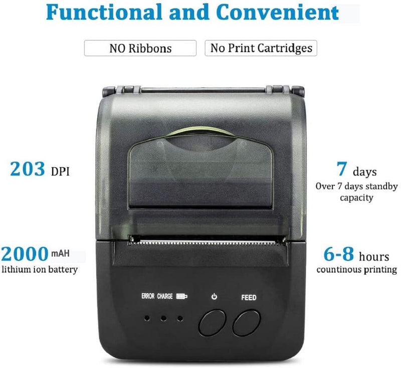 [Australia - AusPower] - NETUM Bluetooth Receipt Printer, 58mm Mini Thermal POS Printer Portable Personal Bill Printer 2 inches for Restaurant Sales Retail Compatible with Android 