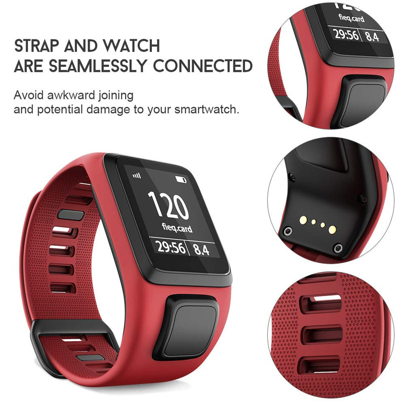 [Australia - AusPower] - ANCOOL Compatible with Spark 3 Watch Bands Silicone Watch Straps Replacement for Runner 2 3,Spark 3, Golfer 2,Adventurer Smartwatches Red 