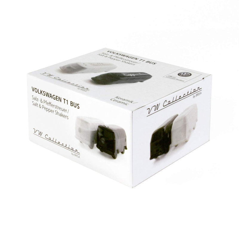 [Australia - AusPower] - BRISA VW Collection - Volkswagen Samba Bus T1 Camper Van 3D Salt & Pepper Shakers, Kitchen Table Decoration, VW Fan Gift Idea (2 pcs. Set/White/Black) White/Black 