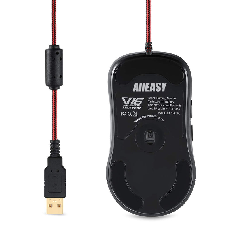 [Australia - AusPower] - AllEasy Computer Mouse, 8200 DPI Adjustable Wired Gaming Mouse Comfortable Grip Ergonomic Optical Mice with RGB Lighting for Laptop/PC/MacBook Pro 40-inch 