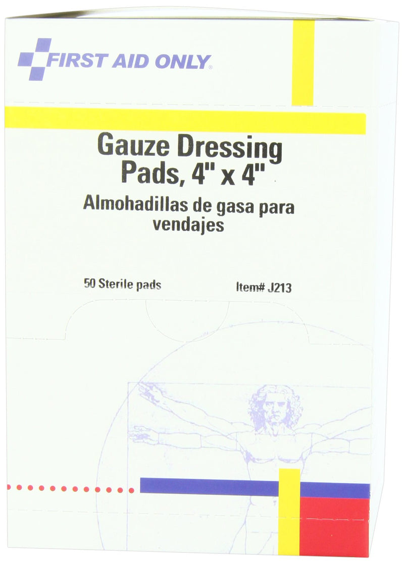 [Australia - AusPower] - First Aid Only 4" X 4" Sterile Gauze Dressing Pads, Box of 50 - J213 