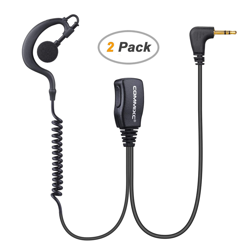 [Australia - AusPower] - COMMIXC (2 Pack) Walkie Talkie Earpiece with Mic, 1-Pin 2.5mm G-Shape Walkie Talkie Headset with PTT, ONLY Compatible with Motorola Talkabout Two-Way Radios 