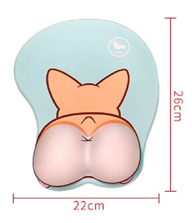 [Australia - AusPower] - 123Arts 3D Funny Corgi Butt Shape Silicone Mouse Pad Mouse Mat- 8.6X10.2 Inch corgi1 