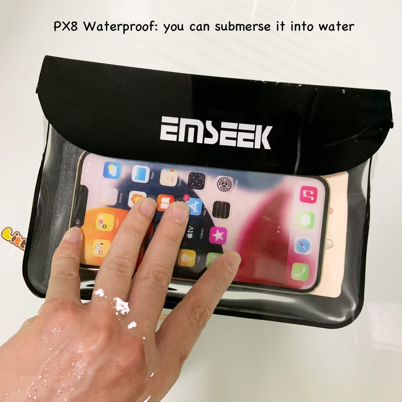 [Australia - AusPower] - EMSEEK Waterproof Waist Pouch Fanny Pack Screen Touchable Waterproof Waist Bag with Waist Strap Keep Your Wallet Kindle Phone Key And Valuables Dry Perfect for Swimming Snorkeling Surfing Black 
