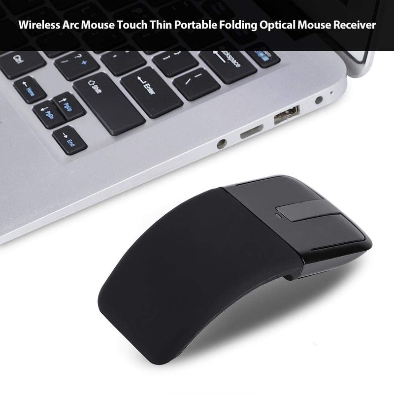 [Australia - AusPower] - Wireless Bluetooth Mouse 1600DPI Ergonomic Foldable Arc Optical Touch Mouse with USB Receiver Suitable for PC Laptop Notebook Mac 