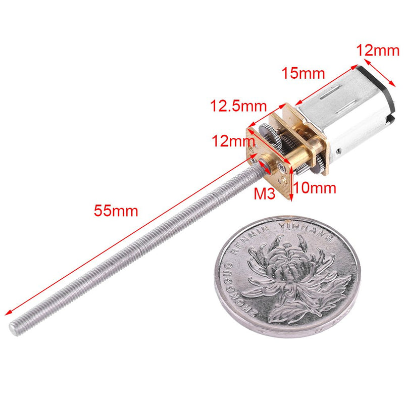 [Australia - AusPower] - DC Motor Threaded Output Shaft Lead Screw 6V Motor Stepper Lead Screw Actuator Gear Motor with Long M3*55MM Lead Screw Thread Output Shaft, 30/60/100/150/200/300/400/500RPM(6V 30RPM) 