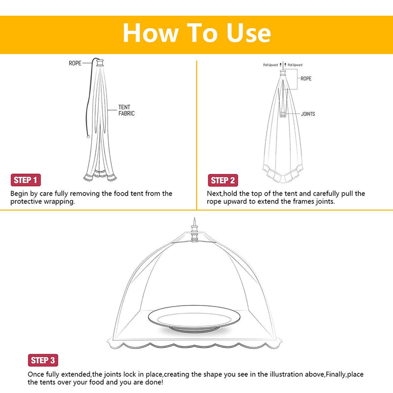 [Australia - AusPower] - Lauon Food Cover Mesh Food Tent, 17"x17", 6 Pack, White Nylon Covers, Pop-Up Umbrella Screen Tents, Patio Bug Net for Outdoor Camping, Picnics, Parties, BBQ, Collapsible and Reusable 