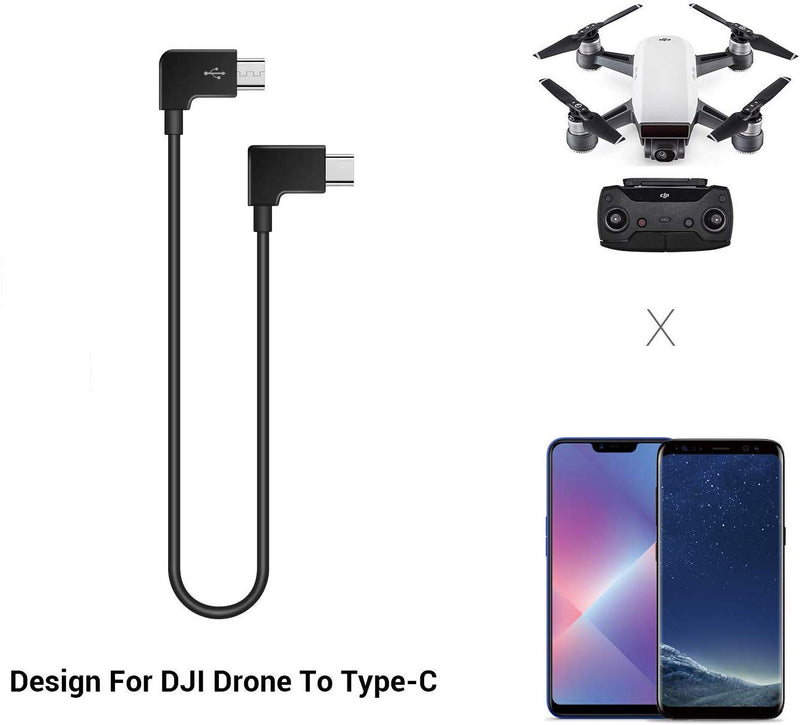 [Australia - AusPower] - Micro USB to Type C Data Cable, 11.8 inch 90 Degree Video Data Cable for DJI Mavic 2 Zoom/Mavic 2 Pro/Mavic Mini/Mavic Mini 2/Mavic Air/Mavic Pro/Mavic Pro Platinum/Spark for Cellphone/Tablet 