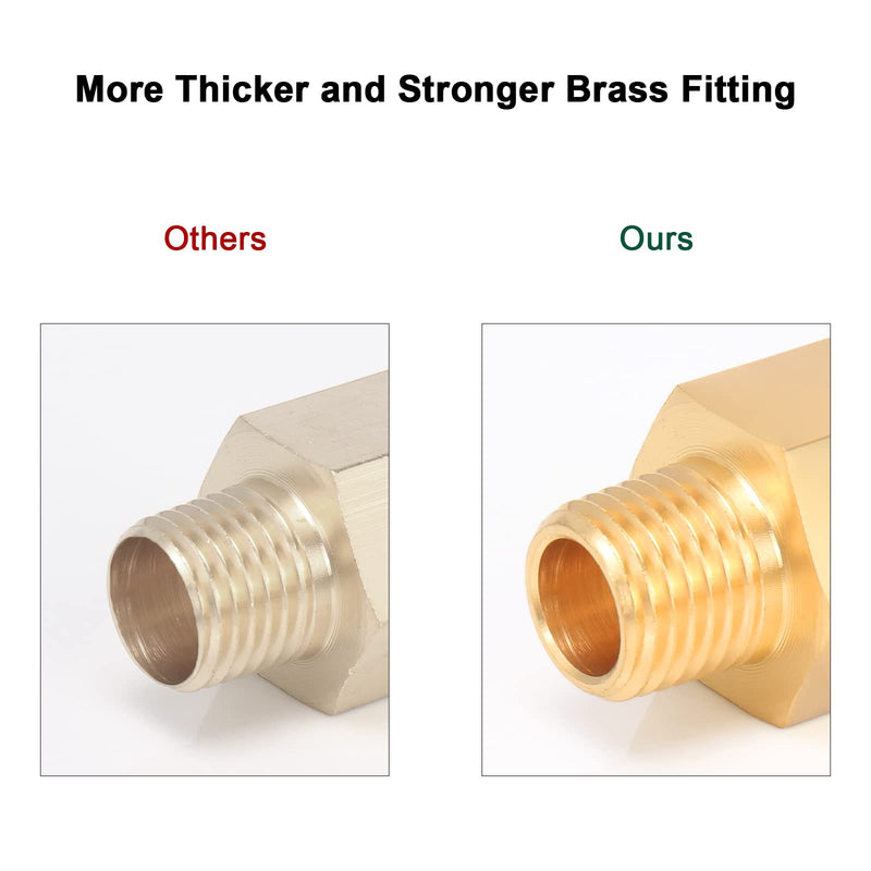 [Australia - AusPower] - BathAce Brass Pipe Fitting, Heavy Duty Metal Thread Solid Brass Reducer Adapter Pipe Reducing Connector, 2 Pack (1/4 Male Pipe x 3/8 Female Pipe) 1/4 Male Pipe x 3/8 Female Pipe 