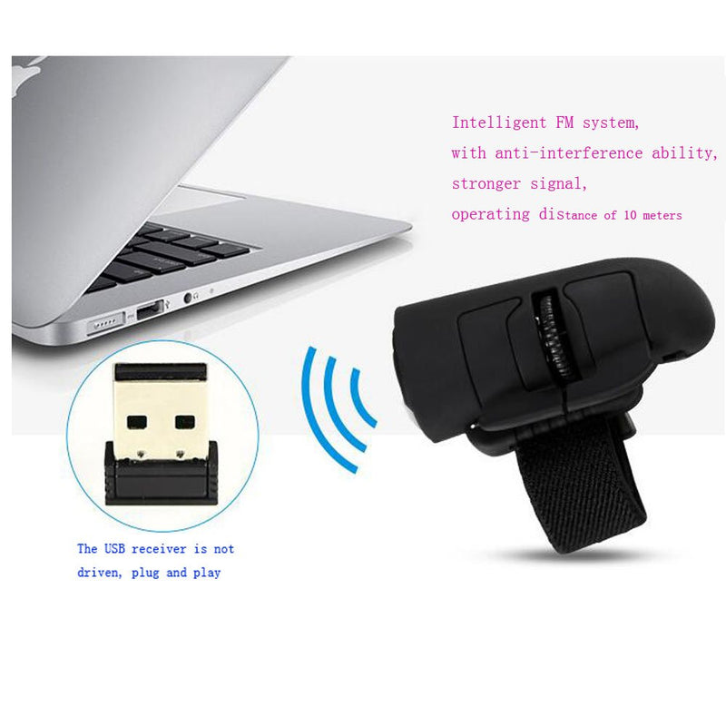 [Australia - AusPower] - Bestdo High Speed Mini 2.4GHz USB Wireless Lazy Finger Rings Optical Mouse 1600Dpi for PC Laptop Desktop (Black) 