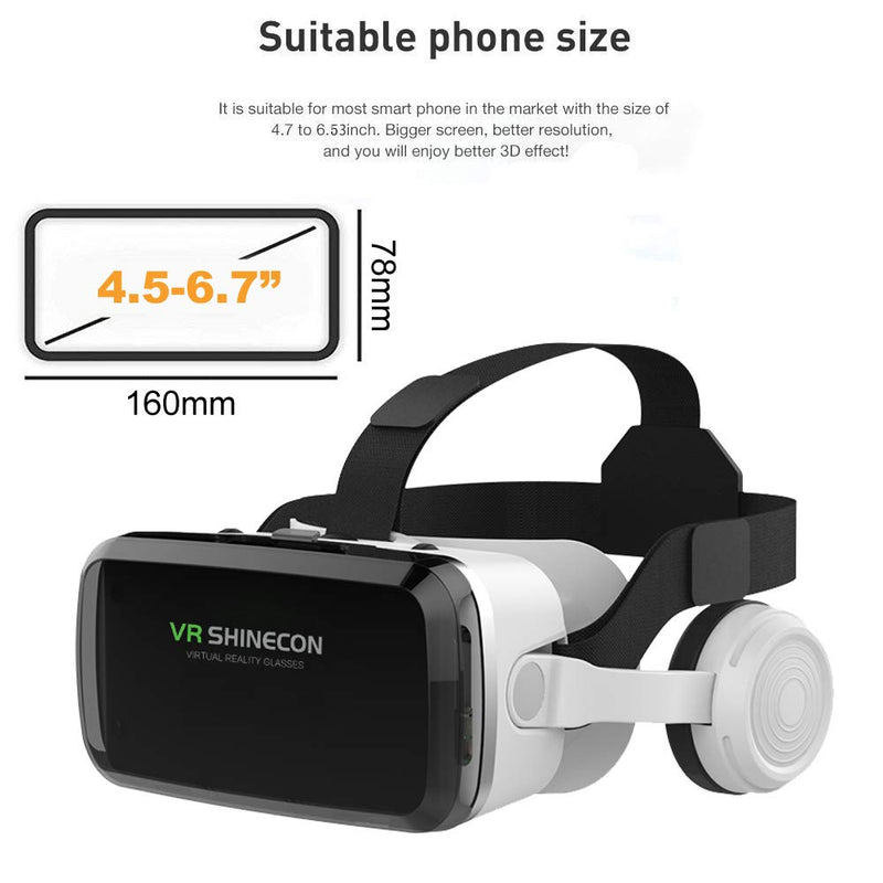 [Australia - AusPower] - Shinecon VR Headset, VR 3D Virtual Reality Headset for Movies and Games VR Glasses Goggles Compatible with Phone & Android, 2K Anti-Blue Lenses, Adjustable Pupil & Object Distance 