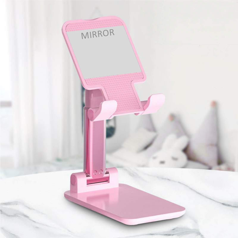 [Australia - AusPower] - Cell Phone Stand Phone Holder Full 3-Way Adjustable Phone Stand for Desk Height + Angles Perfect As Desk Organizers and Accessories Table Stand Cell Phone Holder 51802 (Pink) Pink 