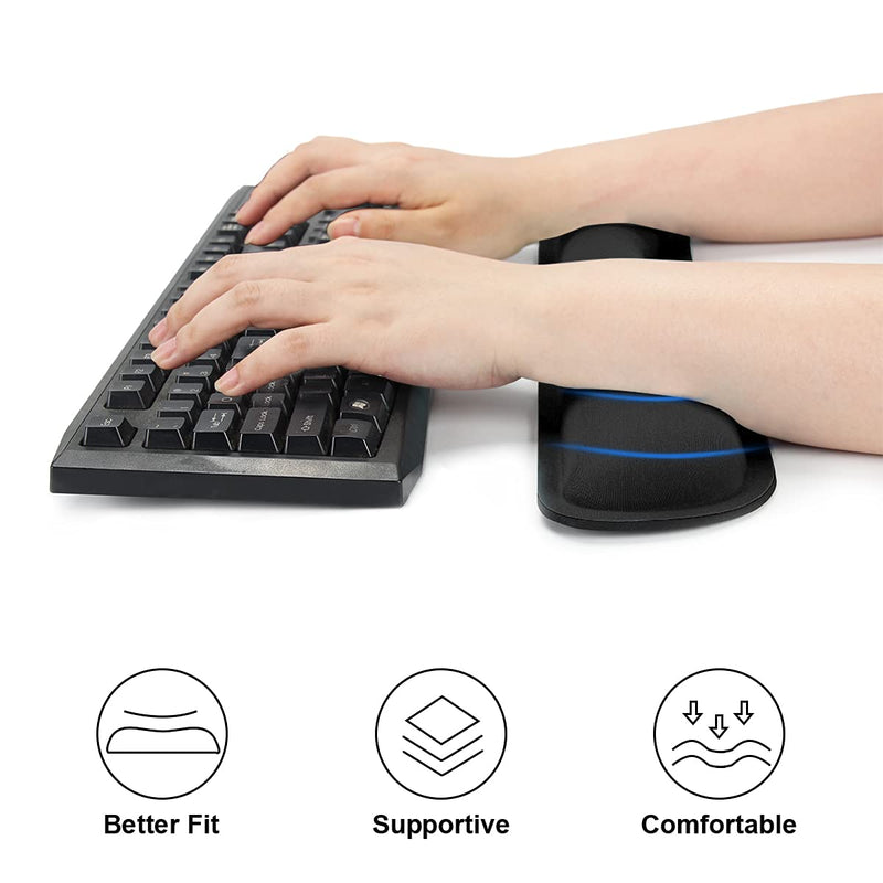[Australia - AusPower] - AULEEP Keyboard Wrist Rest Pad, Nonslip Rubber Base and Ergonomic Design for PC Computer Laptop Mac(Black) Black 