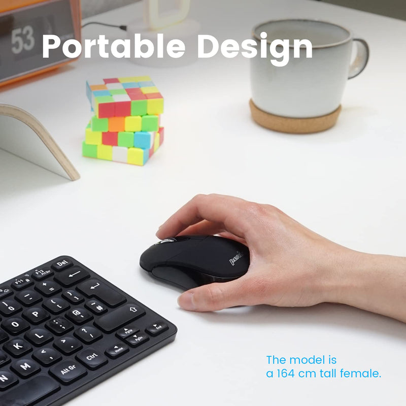 [Australia - AusPower] - Perixx PERIMICE-802B Wireless Bluetooth Mouse - Portable Design for Windows, iOS, and Android Tablet - Black Rubber Black 