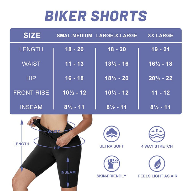 [Australia - AusPower] - YOLIX 3 Pack Buttery Soft Biker Shorts for Women – 8" High Waisted Yoga Workout Athletic Sports Shorts 01-a Black/Black/Black Small-Medium 