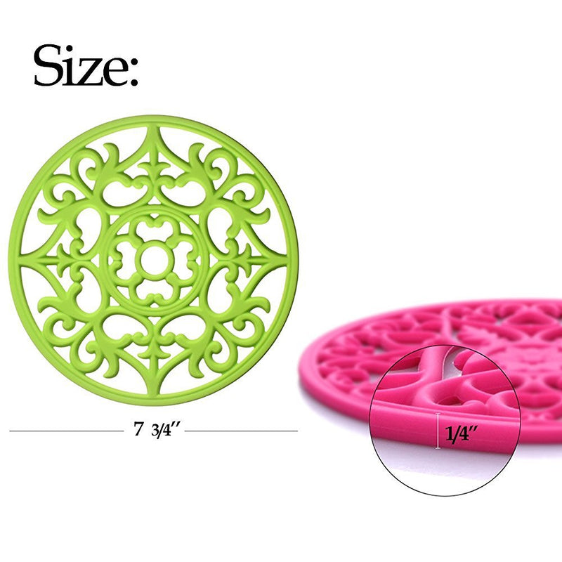 [Australia - AusPower] - ME.FAN 3 Set Silicone Multi-Use Intricately Carved Trivet Mat - Insulated Flexible Durable Non Slip Coasters (Black) Black 