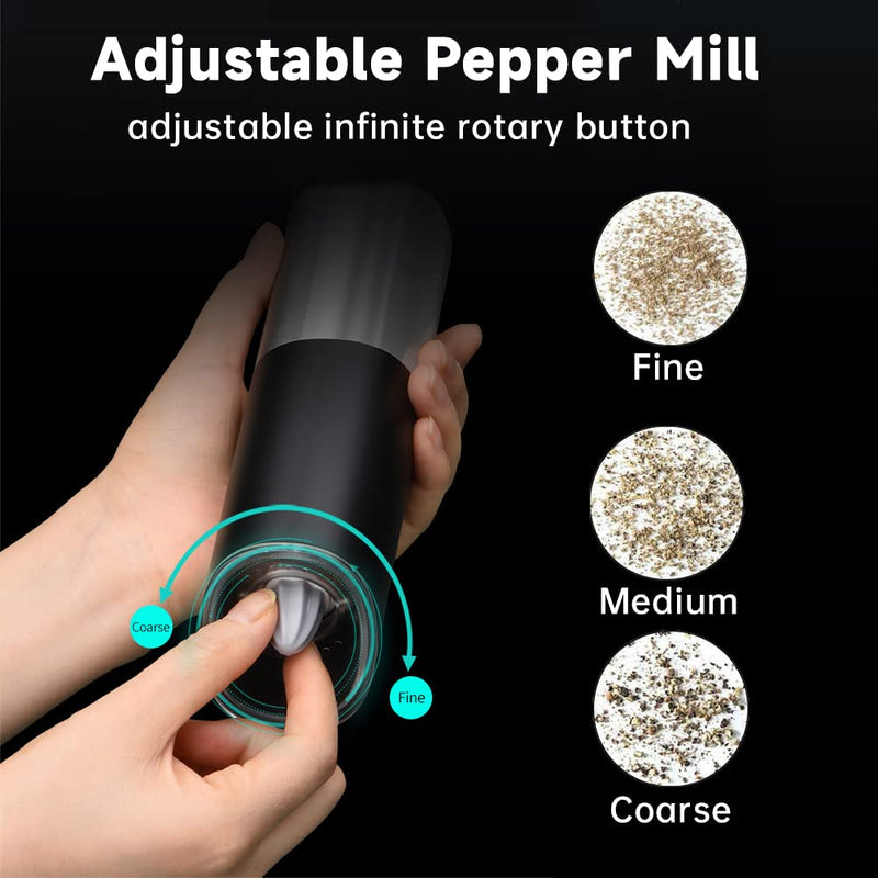 [Australia - AusPower] - Gravity Electric Salt and Pepper Grinder Set Stainless Steel pepper mill with adjustable grinder, battery operated with Blue Led Light, One Hand Operated with Separate Switch Ceramic Grinder (2PCS) 2 PCS 