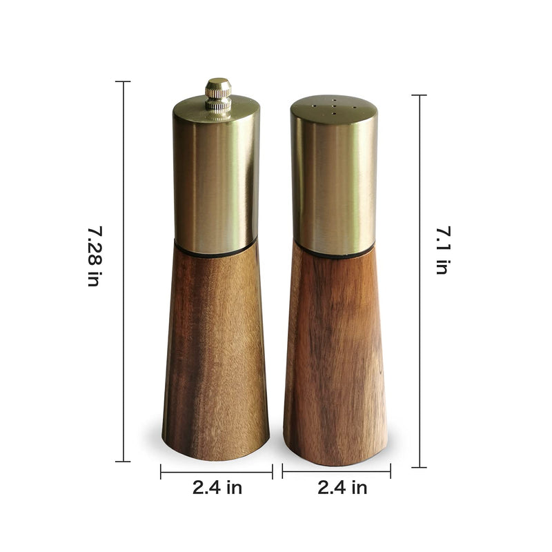 [Australia - AusPower] - Salt and pepper grinder set, stainless steel manual pepper grinder, adjustable thickness, suitable for kitchen, barbecue, picnic, 2 packs 7.28 inches 
