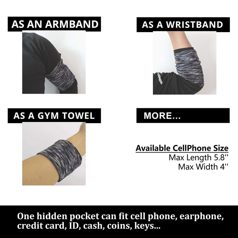 [Australia - AusPower] - Cell Phone Armband for Running Walking - Small Cellphone Wrist Band Sleeve Bag Running Sports Elastic Arm Band Strap Holder Pouch Case for Running Jogging Workout Yoga Walking/Stretchy/Variegated Grey Variegated-Grey / Small 