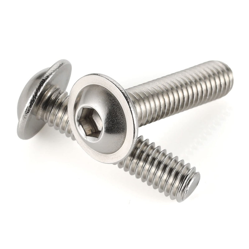 [Australia - AusPower] - M6-1.0 x 12mm Flanged Button Head Socket Cap Screw Bolts, 304 Stainless Steel 18-8, Allen Socket Drive, Bright Finish, Fully Machine Threaded, Pack of 25 M6-1.0 × 12MM (25 PCS) 