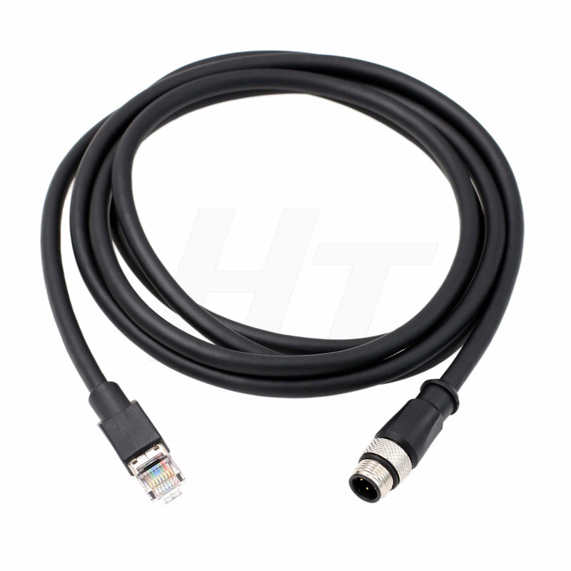 [Australia - AusPower] - HangTon Industrial Ethernet Cable M12 D-Code 4 Pin to RJ45 Cat6, Twisted Shielded Waterproof Flexible Cable for Fieldbus Sensor Automation Application (1) 1.0 Meters 