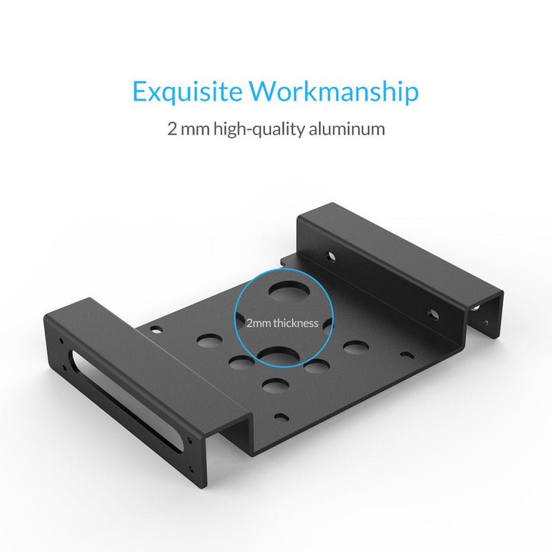 [Australia - AusPower] - ORICO Aluminum 5.25 Inch to 2.5 or 3.5 Inch Internal Hard Disk Drive Mounting Kit with Screws and Shock Absorption Rubber Washer- Black 