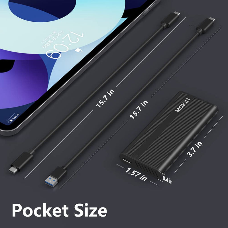 [Australia - AusPower] - MOKiN M.2 NVME SATA SSD Enclosure Adapter Tool-Free, RTL9210B Chips, USB C 3.1 Gen 2 10Gbps NVME, 6Gbps SATA PCIe M-Key(B+M Key), External Solid State Drive Support UASP Trim for 2242/2260/2280 SSD 