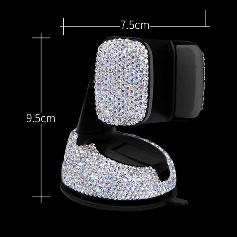 [Australia - AusPower] - HMDC Universal Bling Cell Phone Cradles Crystal Car Interior Decoration Cell Phone Holder Clip with Air Vent Base for Dashboard Windshield (White) White 