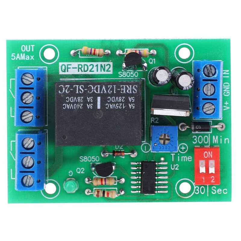 [Australia - AusPower] - Delay Off Relay Module 10-16V 12V DC Time Relay Module Double Pole Double Throw DPDT 2 Channel Output Timer Switch for Water/Air Flow Interruption Monitoring 