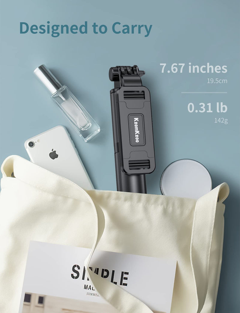 [Australia - AusPower] - Selfie Stick Tripod with Detachable Wireless Remote, 4 in 1 Extendable Portable Selfie Stick & Phone Tripod Stand Compatible with Gopro, iPhone/Samsung/Huawei, etc. Black 