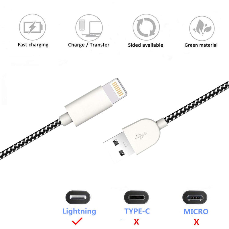 [Australia - AusPower] - iPhone Charging Cable,Sharllen MFi Certified 6Feet/6Foot/6FT Nylon Braided Fast USB Charging&Syncing Cord Lightning Cables Cell-Phone Charger Compatible iPhone12 11Pro/XS/Max/XR/X/8P/7/7P/6/iPad White Off-white 