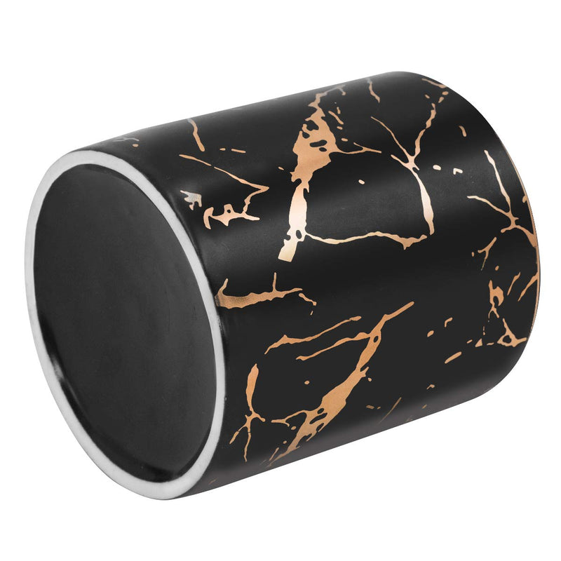 [Australia - AusPower] - Pencil Cup, Pen Holder for Desk, Pen Pencil Stand Holder for Desk, WAVEYU Office Desk Organizer for Girls Women Kids Ceramic Glitter Marble Makeup Brush Holder, Black (Upgrade Style) Black Marble 
