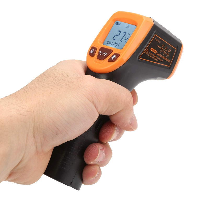 [Australia - AusPower] - Industrial Thermometer,Portable with LCD Display Temperature Measuring Gun Handheld Thermometer Non-Contact -50℃～600℃ Infrared,for Air Industrial(Orange) 