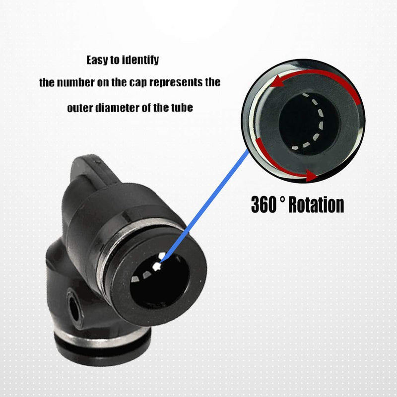 [Australia - AusPower] - Jienk 10PCS Pneumatic Union Elbow Push to Connect Fittings, PBT Plastic 90 Degree 1/2"x 1/2" Tube OD Quick Connector for Air Compressor Air Brake Shop Air 1/2"x 1/2" 