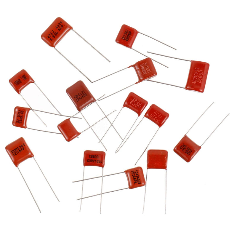 [Australia - AusPower] - BOJACK 15 Values 150 Pcs Metallized Polypropylene Film DC Capacitor 400V/0.01uF ~ 0.56uF 630V/ 0.001uF ~ 0.068uF Assortment Kit 