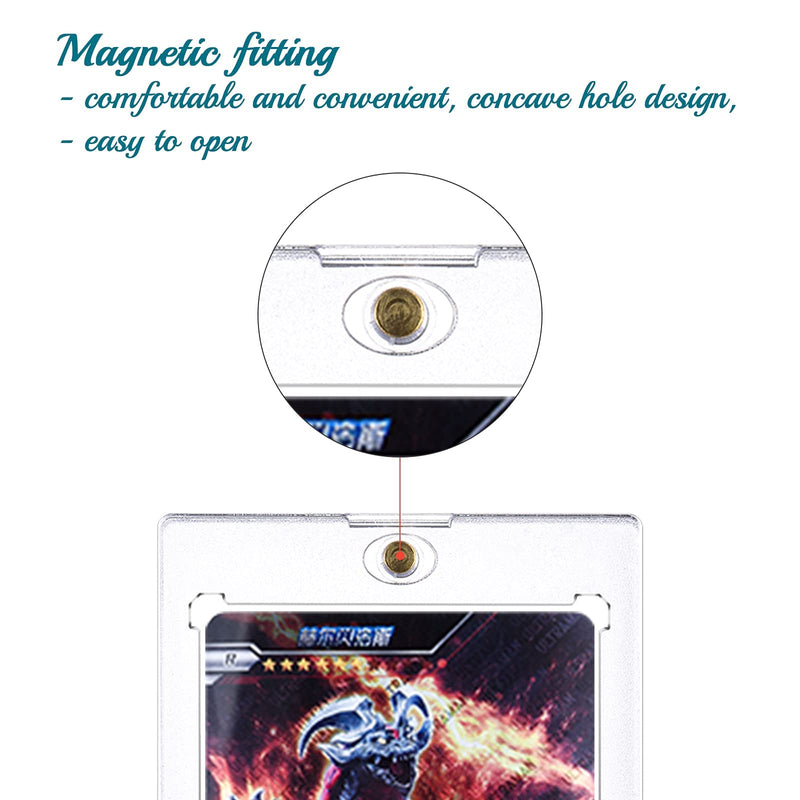 [Australia - AusPower] - Tpoael 35 PT Strong Magnetic Cards Sleeves 6 Card Brick + 1 Display Stand Clear Soft Pro Card Holder Fit Standard Trading Cards, Sports Cards,Baseball Card Cases Sports Card Collectibles, White Blue 