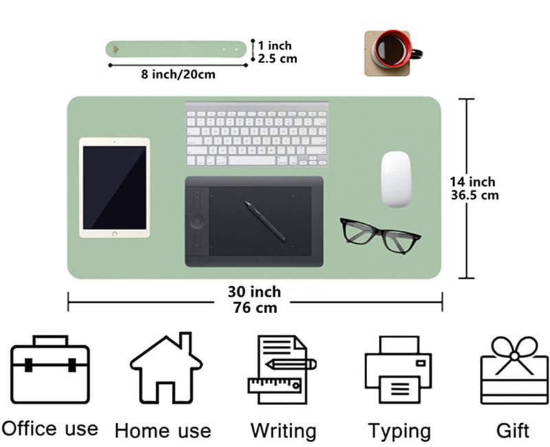 [Australia - AusPower] - Leather Desk Mat,Desk Pad,Desktop mat,Waterproof Desk Mat for Desktop, Desk Mat for Keyboard and Mouse,Leather Mouse Pad Protector for Office and Home,30"x 14" Leather-green 