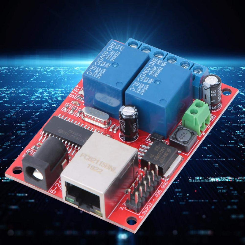 [Australia - AusPower] - LAN Ethernet Controller Module, TCP/UDP Controller Module with 2-Way Relay Board Delay Switch DC(5-24V) for Replacement of Web Server Electronic Kit Circuit Board 